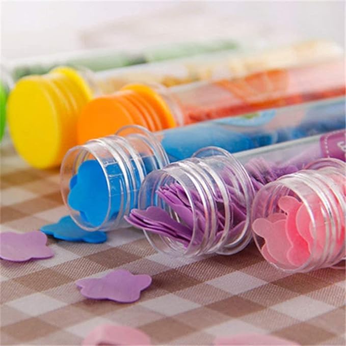 6 Pcs Disposable Mini Paper Soap Sheets | Scented Travel Soap Flakes | Portable Flower Tube Shaped Bath Soap for Camping, Gym & Outdoor Activities | Eco-Friendly Toiletries (Set of 6)