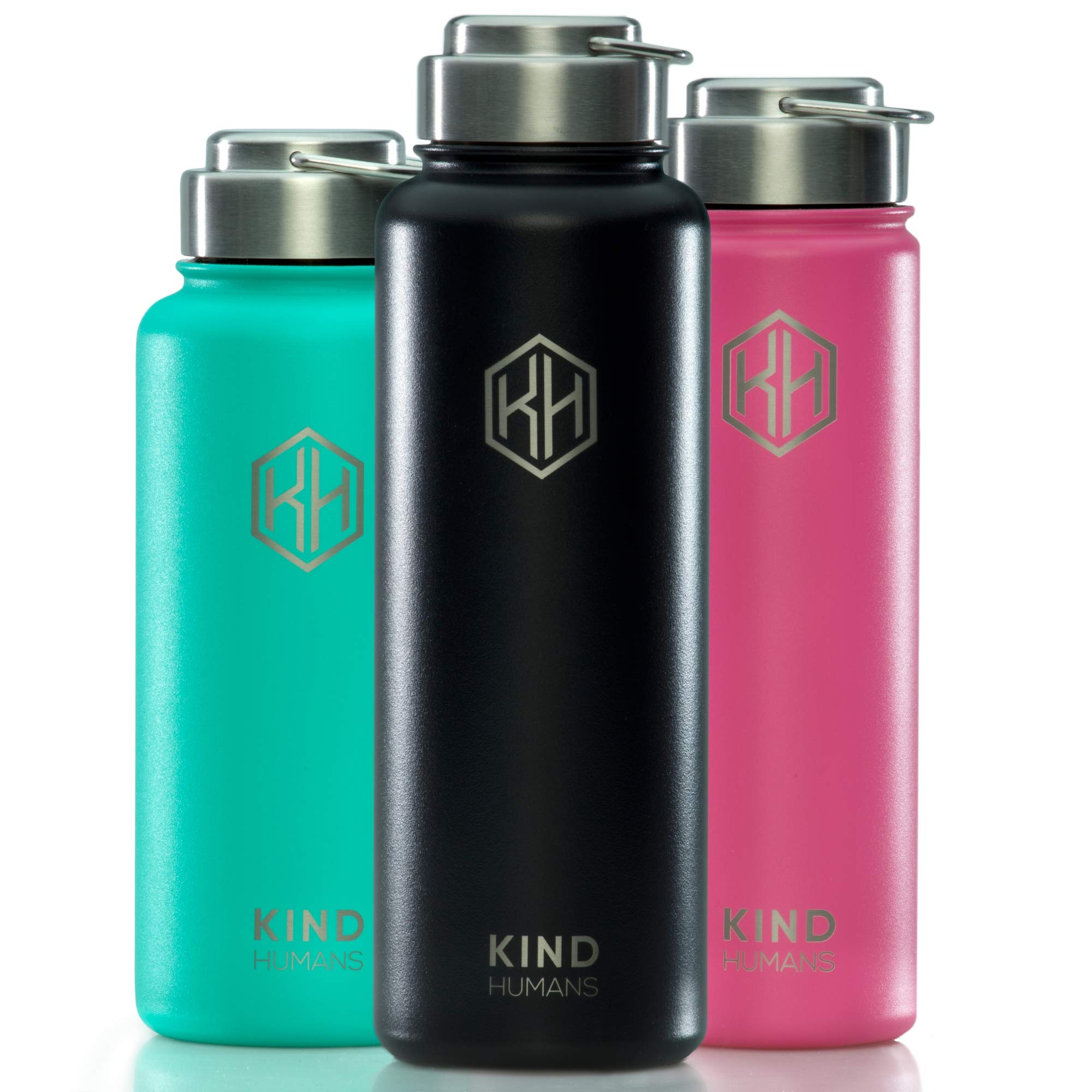 Premium Stainless Steel Water Bottle 22oz - Insulated Hot & Cold Thermos for 12h Hot & 36h Cold - Eco-Friendly Zero Plastic Reusable Bottle Helps Save Oceans - Pink Dolphin Design - Perfect for Gym, Hiking, Office & Travel