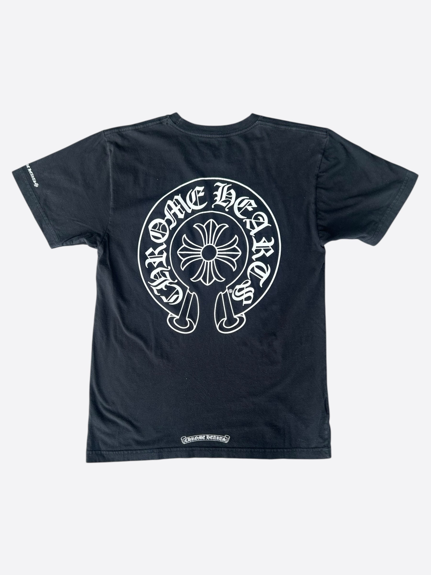 Chrome Hearts Black & White Cross Logo T-Shirt for Men & Women | Gothic Streetwear Fashion | Perfect for Concerts, Parties & Casual Outfits