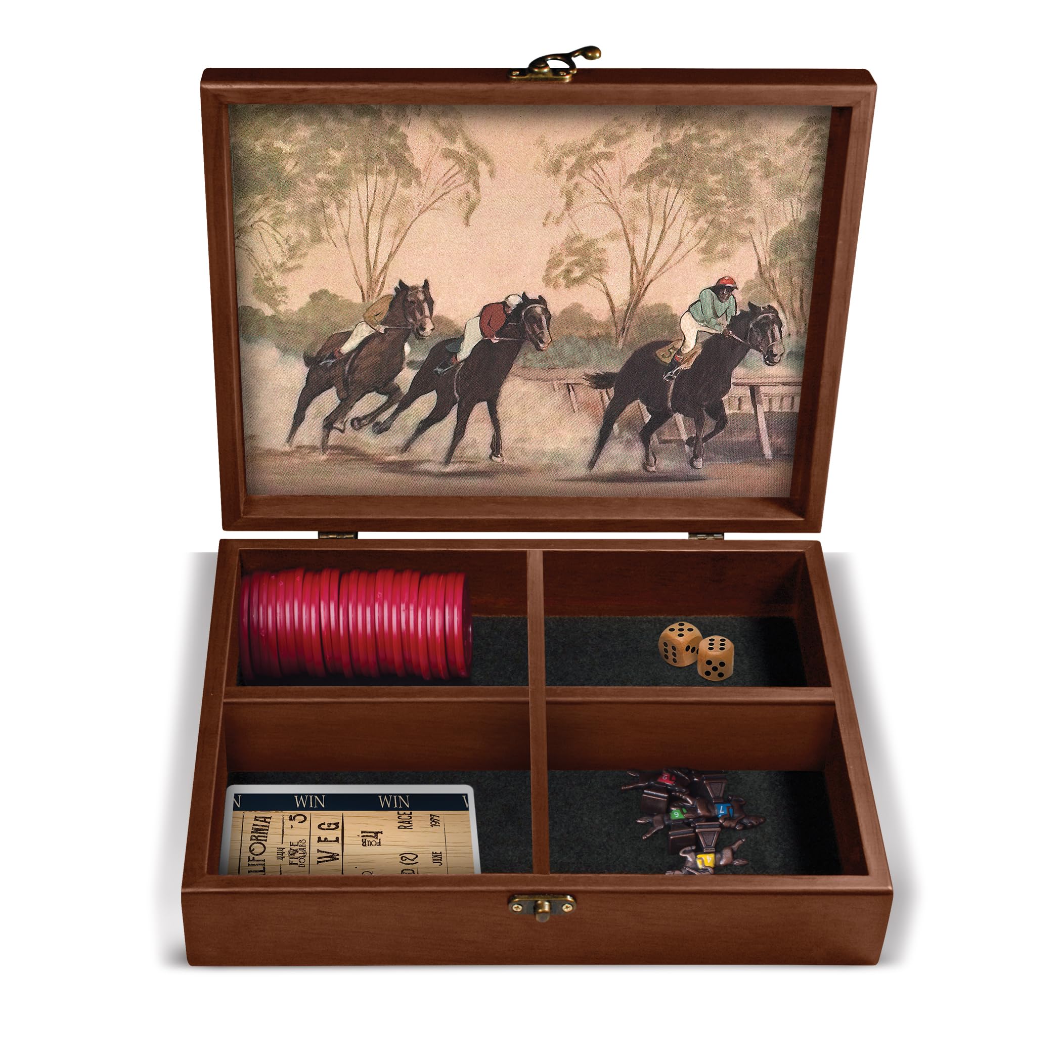 WE Games Derby Horse Race Board Game Set with Metal Game Pieces & Wooden Storage Box - Fun Family Board Games for Adults & Kids, Perfect for Game Nights, Birthday Gifts & Home Decor - Great for Living Room Entertainment & Family Bonding Activities