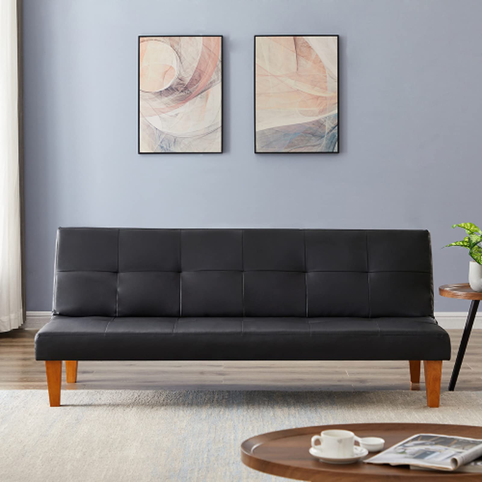 PU Leather Sofa Bed - Convertible Folding Futon Couch with Recliner Function | Comfortable Sleeper for Living Room, Small Space & Guest Room | Perfect for Apartments, Dorms & Home Offices