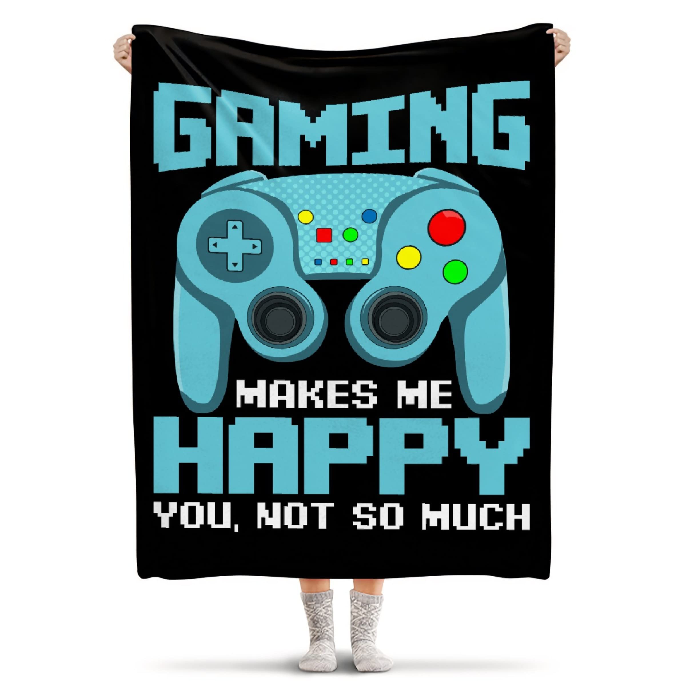 Soft Flannel Gaming Blanket 40x50 Inches - Cozy Gamer Print Throw for Kids, Boys & Girls - Perfect for Bed, Sofa, Couch & Gaming Room Decor