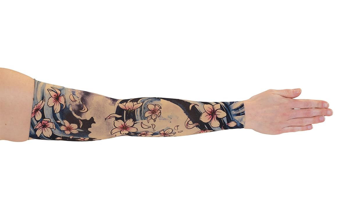Cherry Blossom Beige Medical Graduated Compression Arm Sleeve for Lymphedema - Doctor Recommended Arm Support for Swelling, Edema & Post-Surgery Recovery - Perfect for Nurses, Patients & Daily Comfort