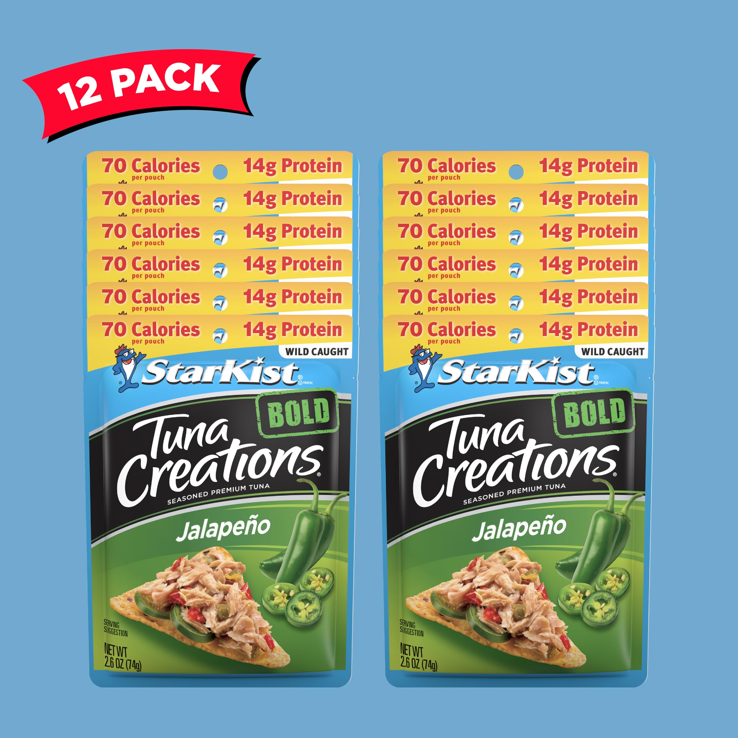 StarKist Tuna Creations BOLD Jalapeño - 2.6 oz Pouch (Pack of 12) | Premium Spicy Tuna Snack | Perfect for Lunches, Salads & On-The-Go Meals