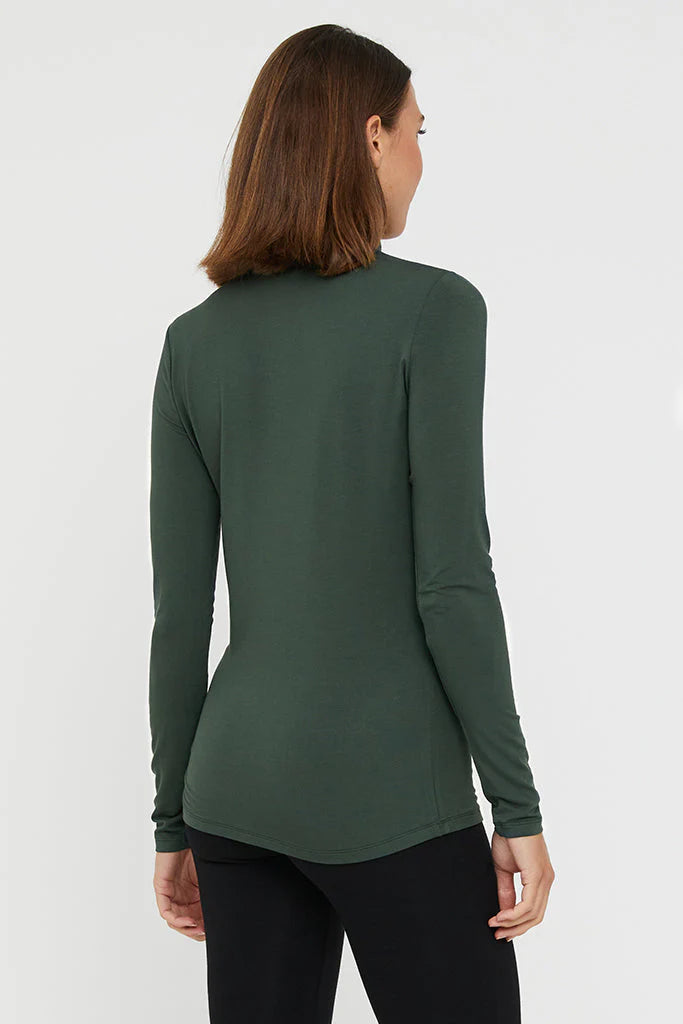 Eco-Friendly Bamboo Roll Neck Top for Women - Soft & Breathable Forest Green T-Shirt | Perfect for Yoga, Casual Wear & Sustainable Fashion