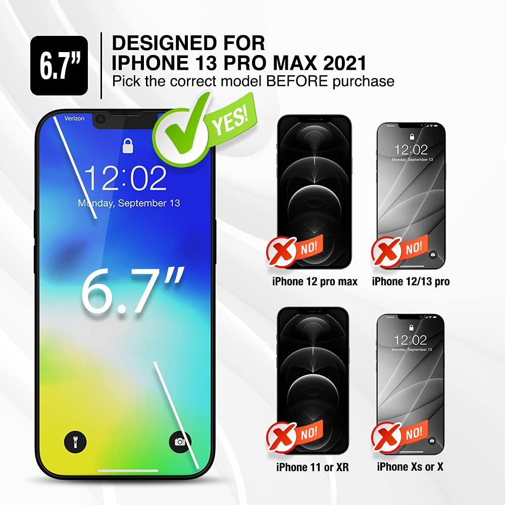 TETHYS 3 Pack Tempered Glass Screen Protector for iPhone 13 Pro Max 6.7 Inch (2021) - 9H Hardness, HD Clarity, Case Friendly with Alignment Frame - Perfect for Work, Travel, and Everyday Protection