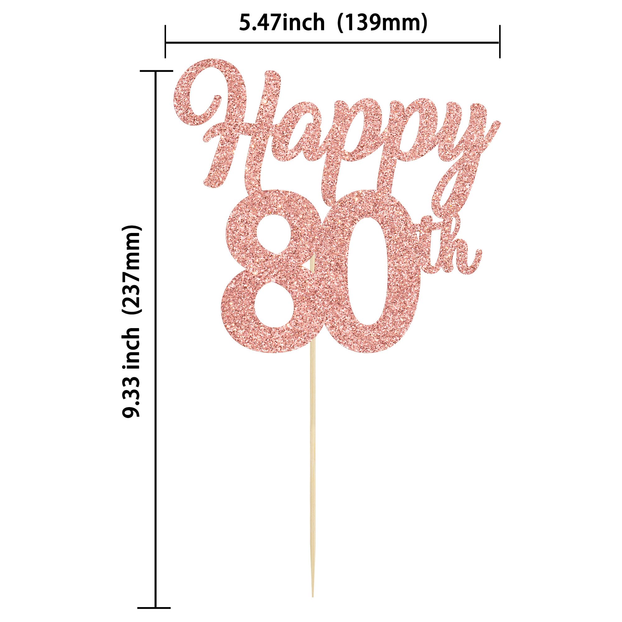 3Pcs Rose Gold Glitter 80th Birthday Cake Topper - Number 80 Cake Decorations for 80 Years Old Celebration, Wedding Anniversary Party Supplies | Perfect for Milestone Birthdays, Retirement Parties & Golden Anniversary Decor