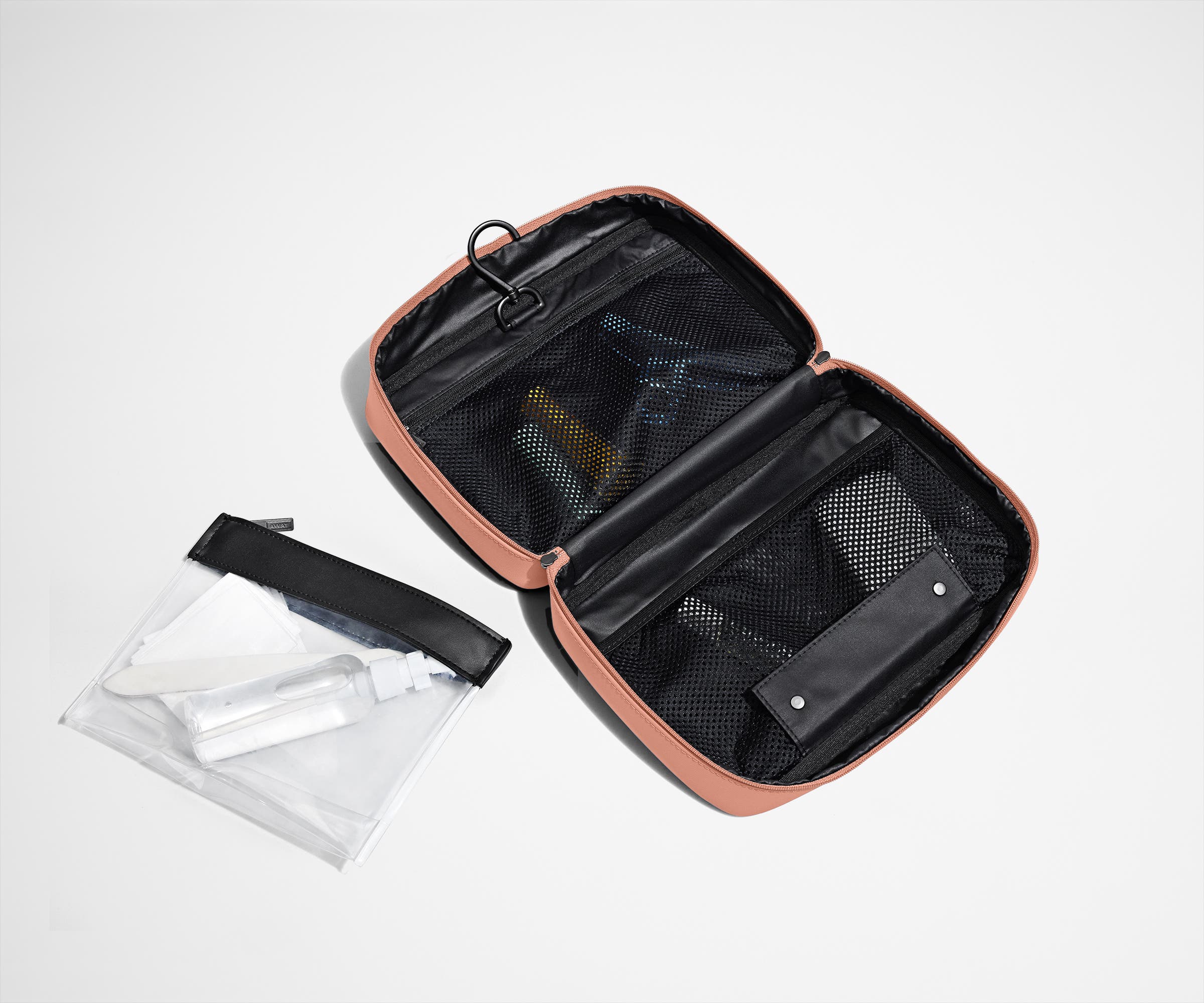 Premium Hanging Toiletry Bag for Travel - Clay Pink Cosmetic Organizer with Multiple Pockets | Perfect for Bathroom Storage, Camping & Vacation Essentials