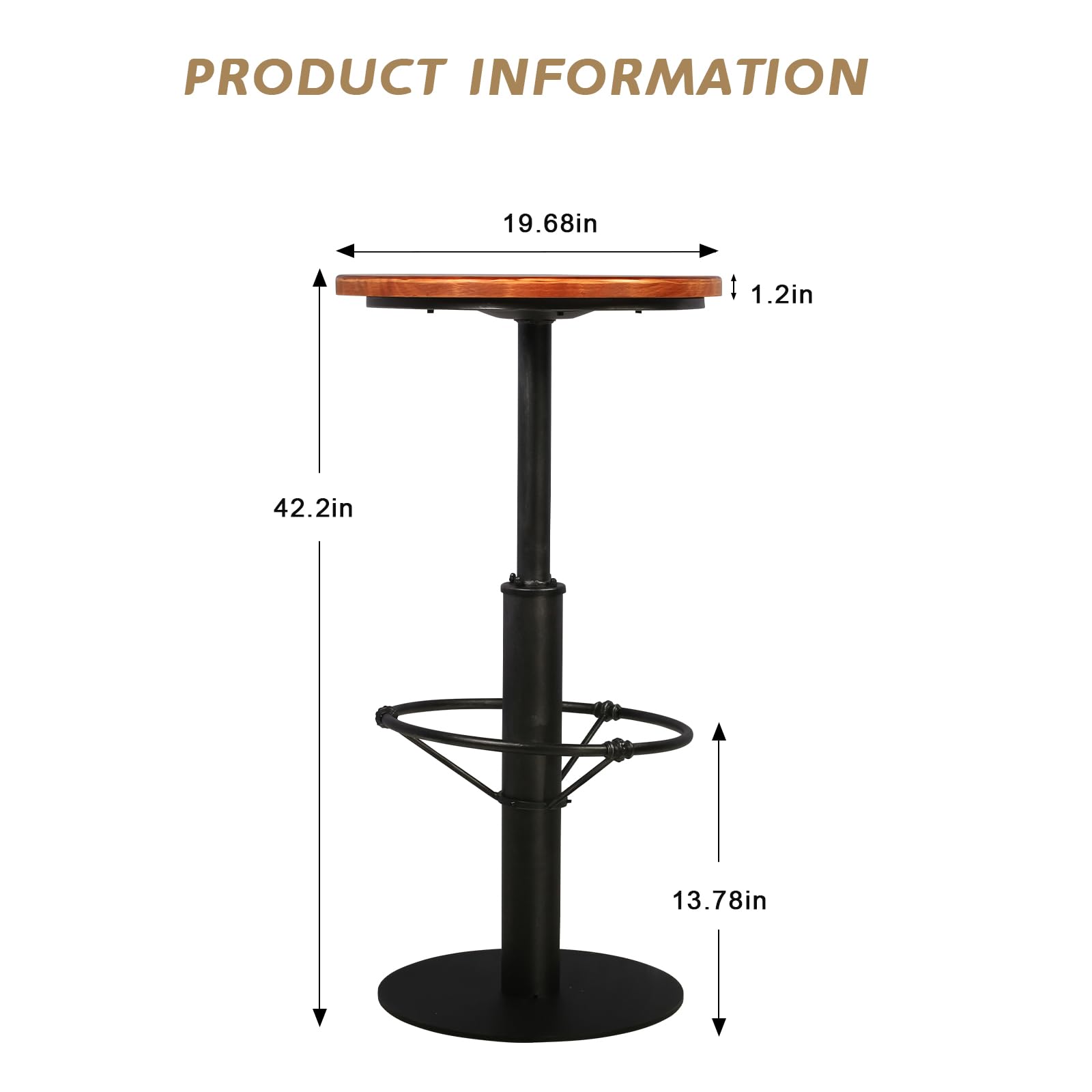 Diwhy Industrial Pub Table - 19.7