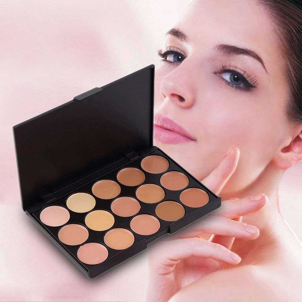 ClubComfort 15-Color Contour Makeup Kit with Beauty Blender Sponge & Oval Foundation Brush - Professional Contouring Set for Highlighting, Bronzing & Blending - Perfect for Daily Makeup, Photoshoots & Special Events