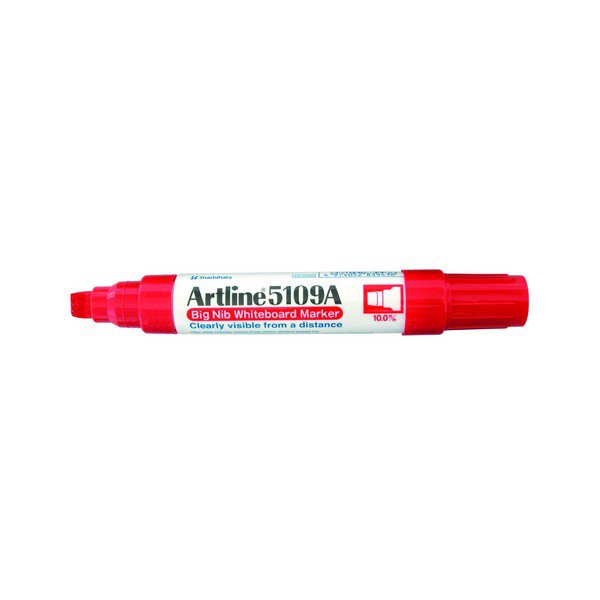 Artline 5109A Whiteboard Marker - 10mm Chisel Tip, Red Ink - Ideal for Office Meetings, Classroom Teaching & Home Organization