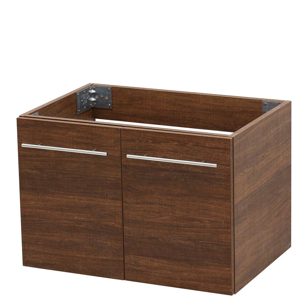 Rustic Brown Floating Vanity with Black Stone Top & Sink - 36