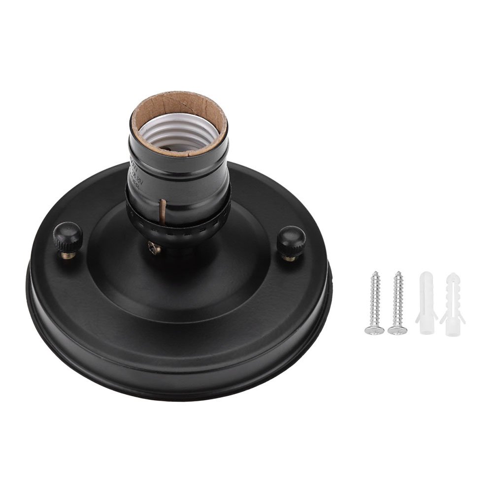 Vintage Industrial E26/E27 Ceiling & Wall Light Base Holder - Black Pendant Bulb Lamp Screw Socket for Home, Cafe, Restaurant & Office Lighting Decor