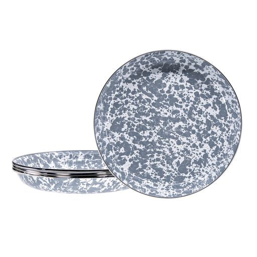 Premium Gray Swirl Pasta Plates - Set of 4 (10-Inch) for Elegant Dining, Italian Cuisine & Dinner Party Serving