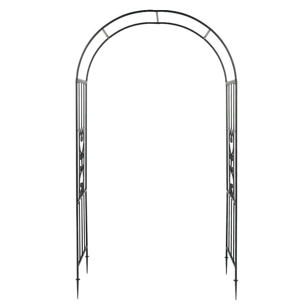 Elegant Wrought Iron Garden Arch with Arc Roof - Perfect for Patio, Wedding Ceremony, Bridal Party & Climbing Plants Decor - Amebee Metal Arbor Trellis for Outdoor & Indoor Use
