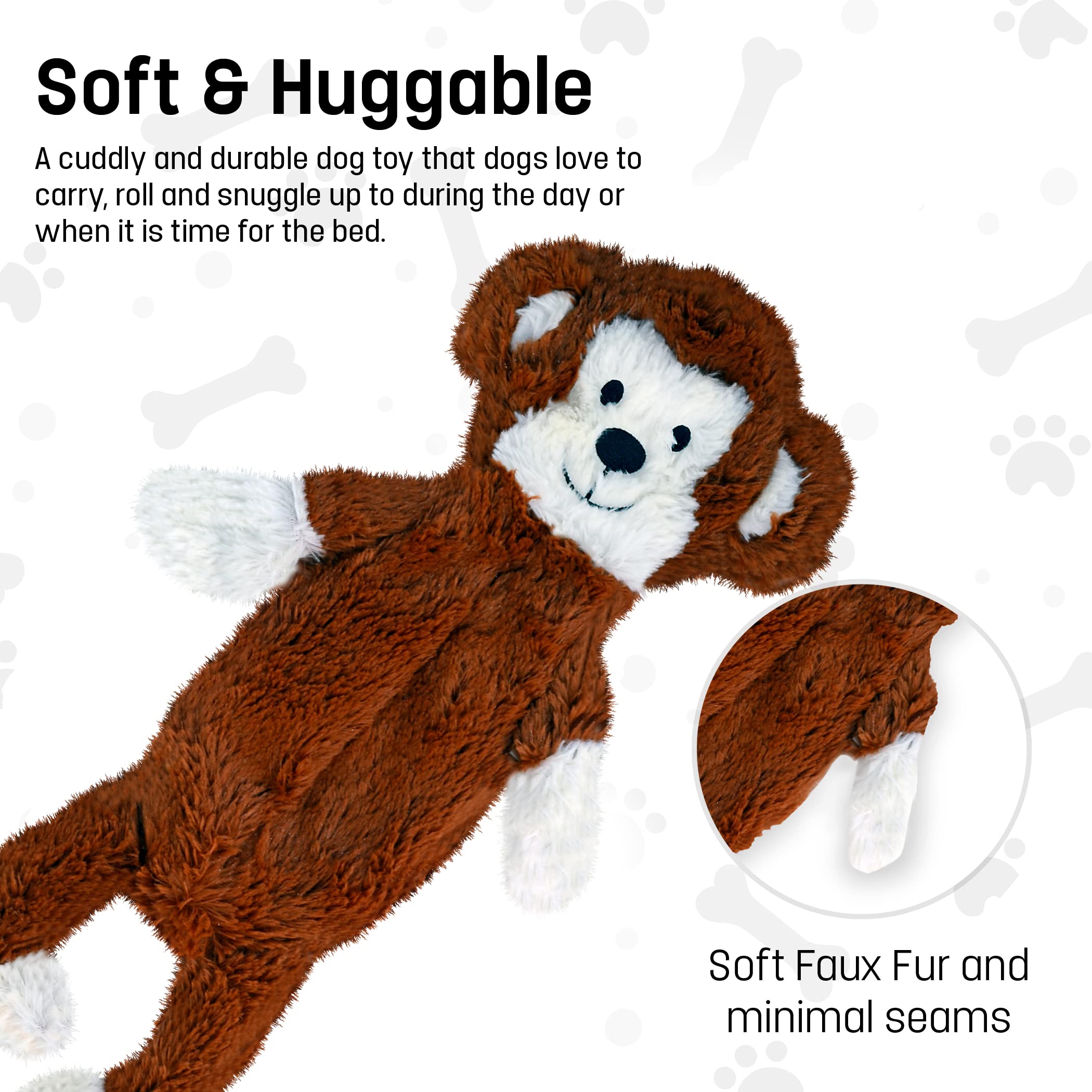 FGA No-Stuffing No-Squeak Monkey Plush Dog Toy - 21 Inch Soft Chew Toy for Small & Medium Dogs | Durable & Funny Pet Entertainment for Playtime & Cuddling