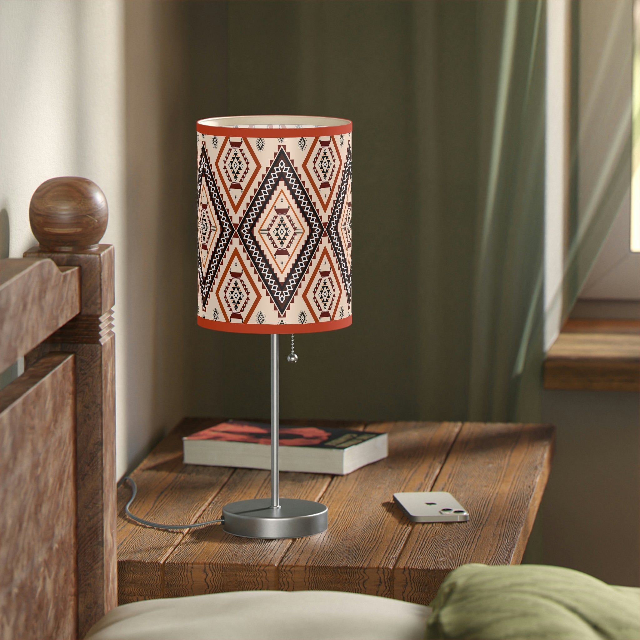 Southwestern Style Table Lamp for Bedroom & Living Room - Adjustable Reading Light with US/CA Plug - Perfect for Nightstands, Sofa Side Tables and Home Office Desks