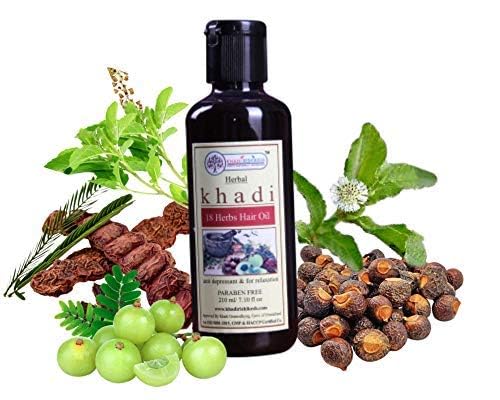 KHADI RISHIKESH Ayurvedic 18 Herb Hair Growth Oil - Reduce Dandruff, Prevent Hair Fall & Deep Conditioner for Long Strong Hair (210ml) | Suitable for All Hair Types | Perfect for Daily Hair Care & Scalp Treatment