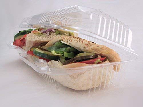Durable Clear Plastic Hinged Take Out Containers 12x5 Inches - 250 Count PXT350 | Reusable Cookie, Sub & Hoagie Containers for Restaurants, Bakeries & Catering | Perfect for Food Storage, Meal Prep & Party Serving