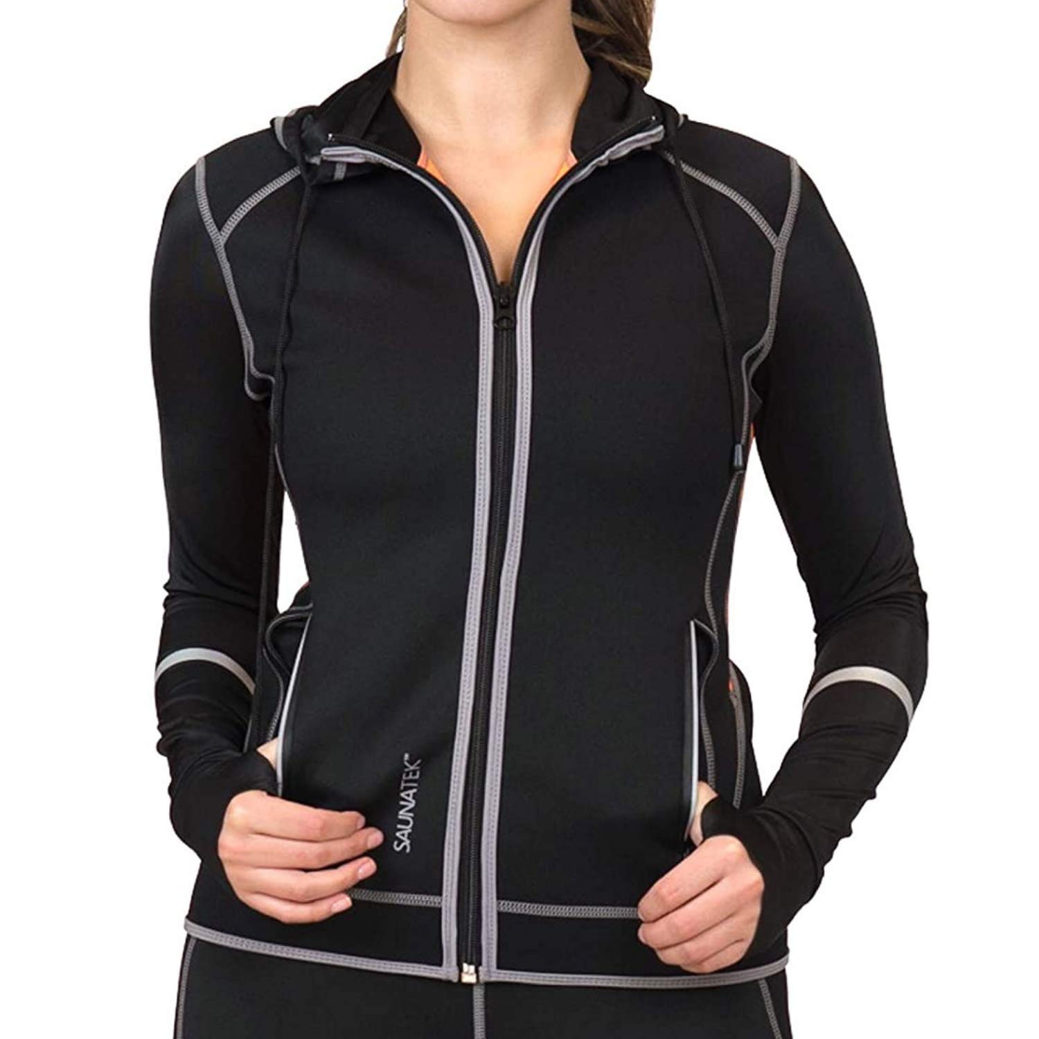 Women's Neoprene Sauna Sweat Suit Hooded Jacket for Exercise, Heat Training & Weight Loss - Perfect for Gym, Yoga & Home Workouts