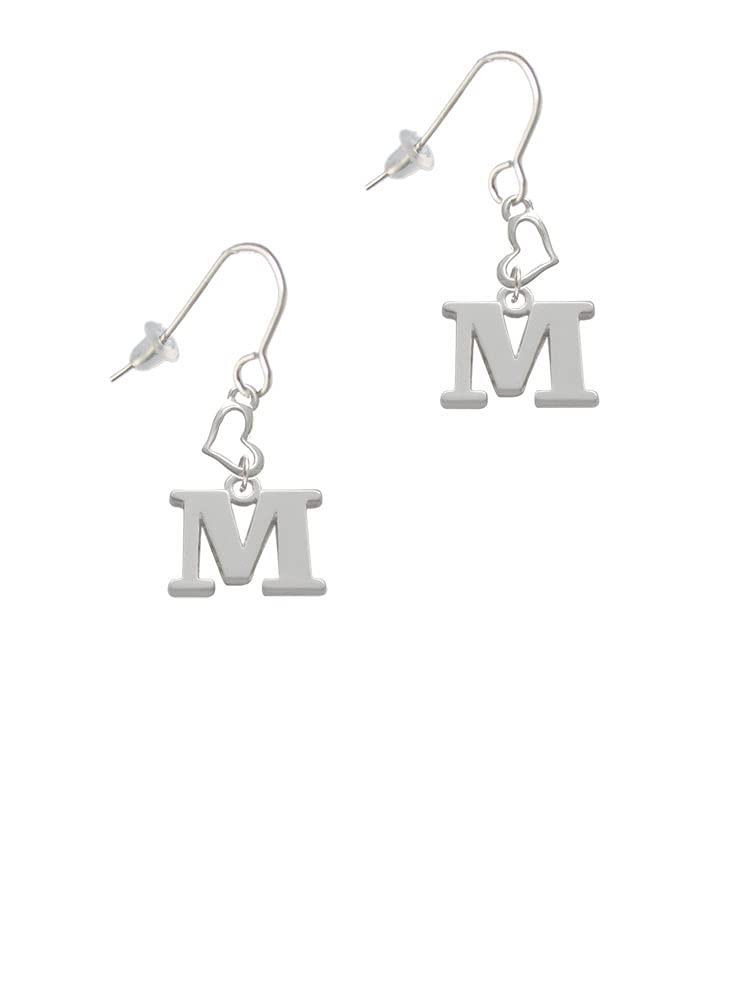 Silver Initial Heart French Earrings - Elegant Gift for Her