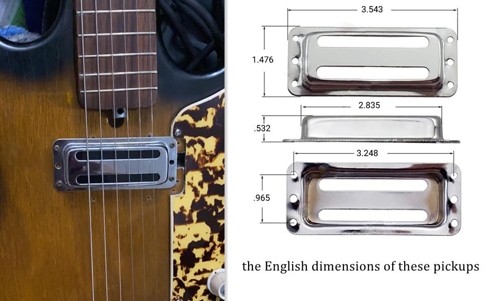 2-Piece Humbucker Electric Guitar Pickup Set with Brass Cover - 6 String Chrome Small Pickup for Rock, Blues & Metal Music Performance