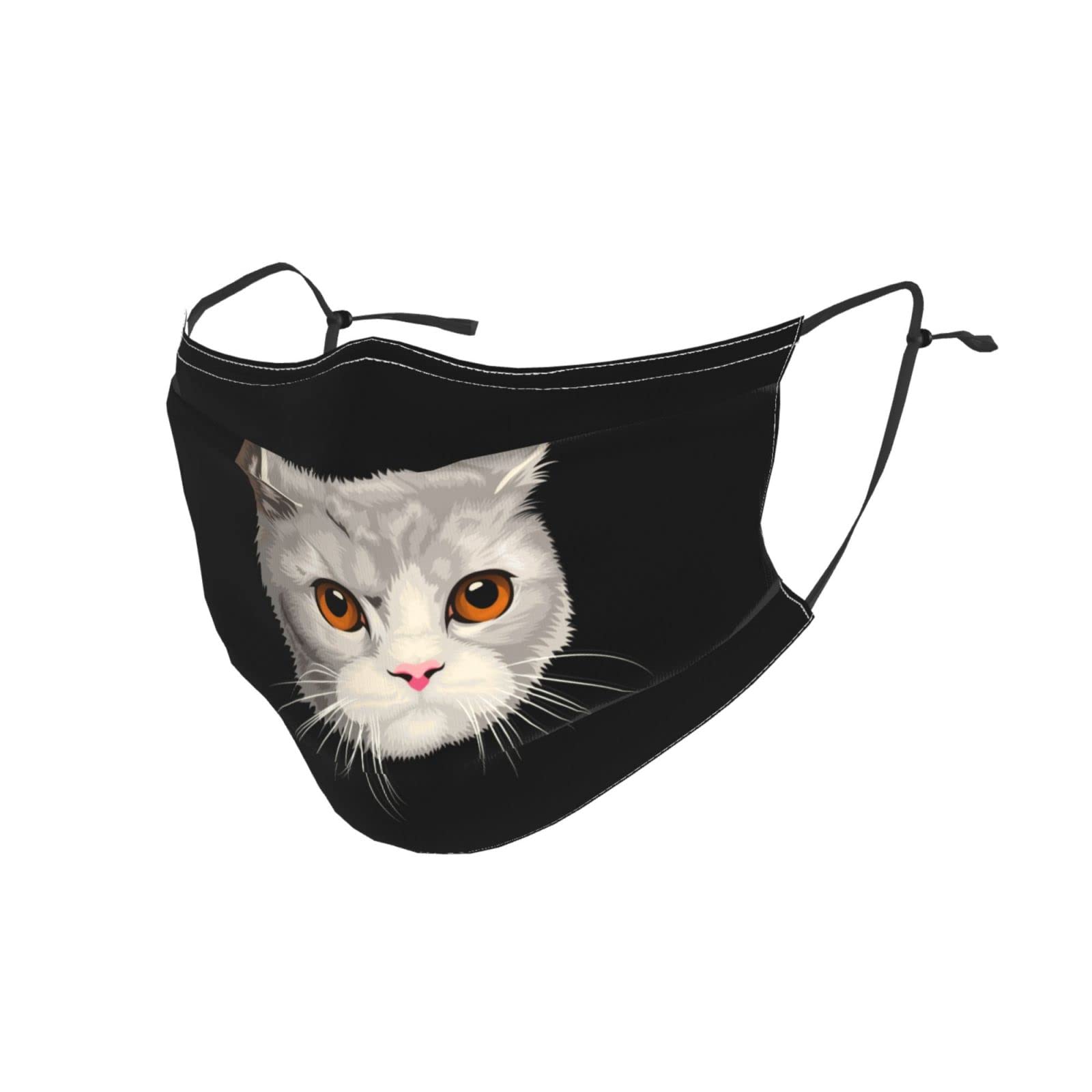 Reusable Adjustable Cartoon Cat Face Mask with Filter - Hand-Painted Design for Men, Women & Kids | Perfect for School, Work, Travel & Outdoor Activities