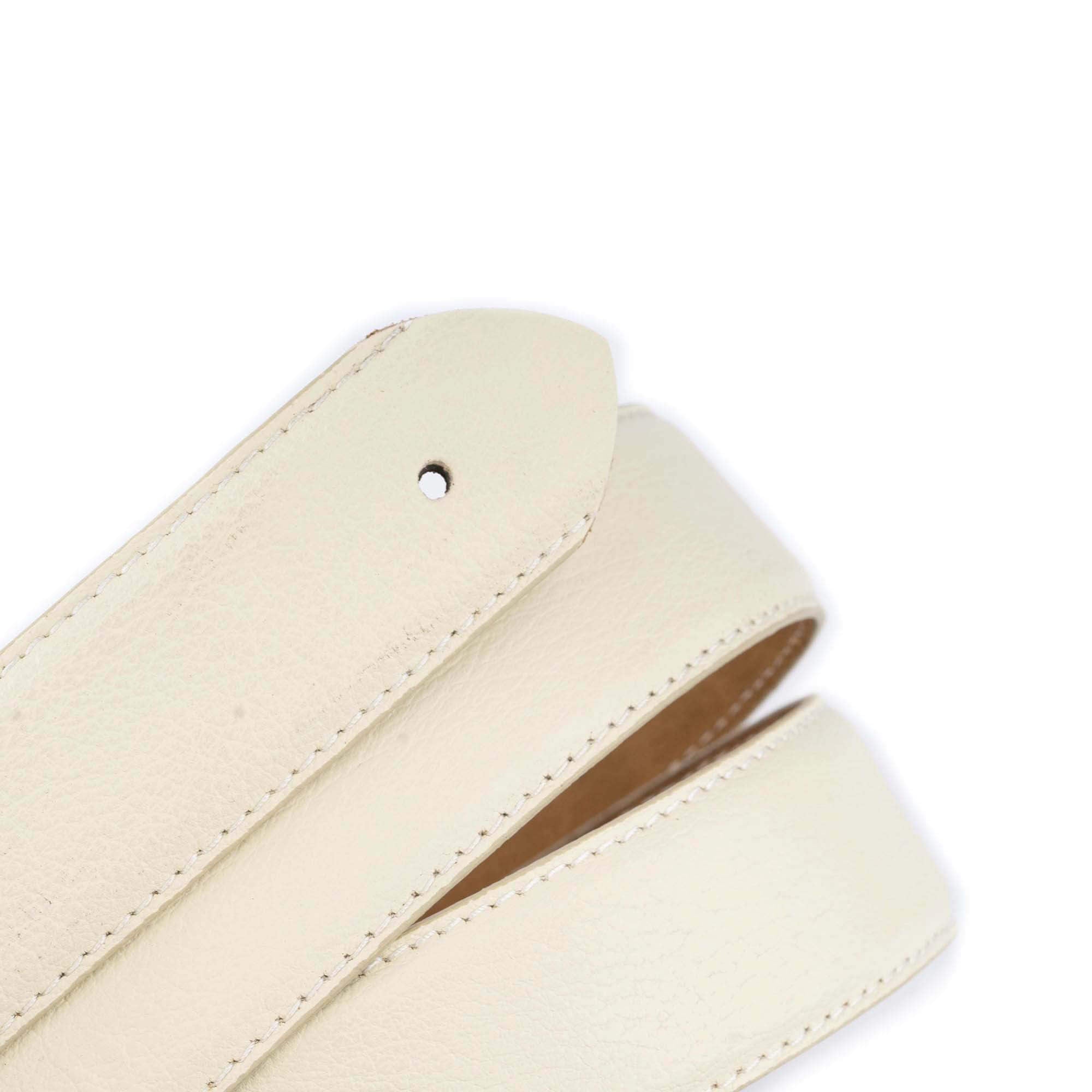 Premium Light Beige Grain Leather Belt Strap Compatible with Montblanc Buckles - Classic Dress Belt for Business & Formal Occasions