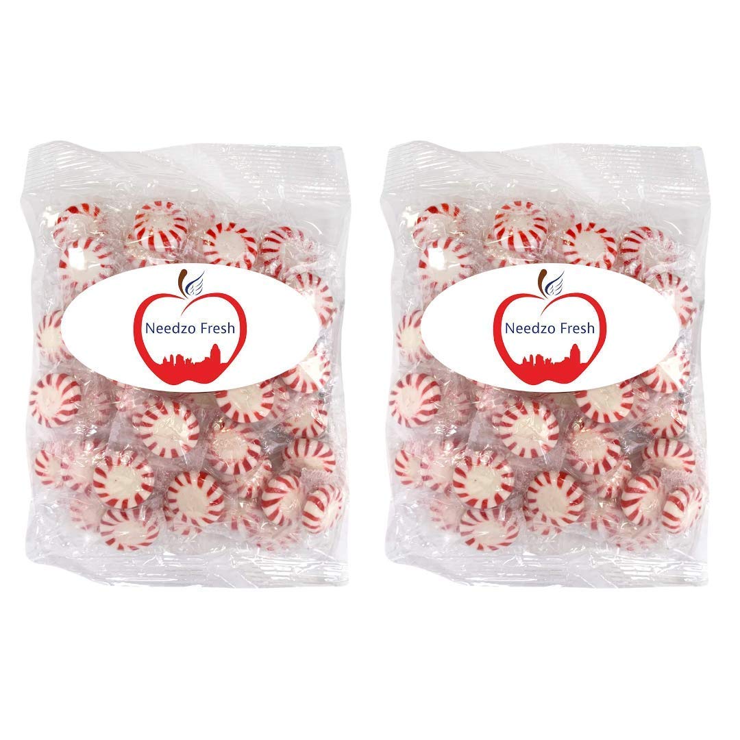 Needzo Fresh Starlight Mints - Individually Wrapped Hard Peppermint Candy (2-Pack, 8 Ounces) - Perfect for Office Snacks, Party Favors & Holiday Stocking Stuffers
