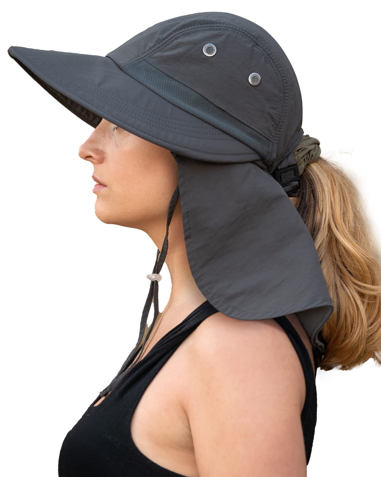 UPF 50+ Sun Hat for Women - Wide Brim Fishing & Hiking Hat with Neck Flap - Outdoor & Gardening Use