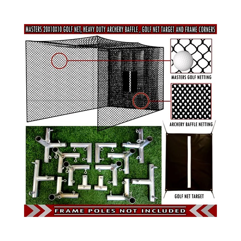 Cimarron Sports 20x10x10 Masters Golf Practice Net with Frame Kit - Perfect for Backyard, Driving Range & Training Sessions