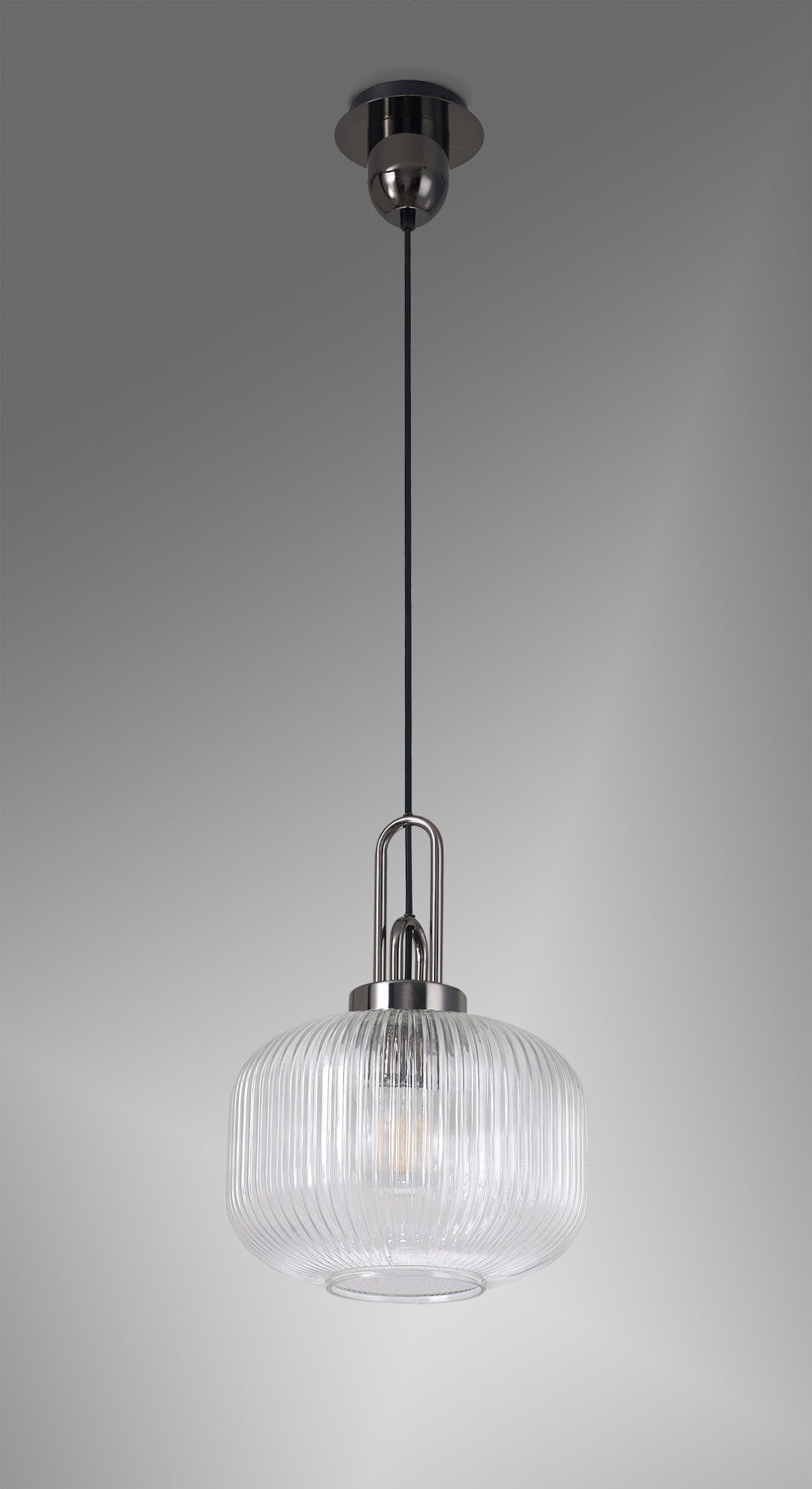 Stylish Cadiz 1-Light Pendant Light with 30cm Pumpkin-Shaped Ribbed Glass Shade - E27 Socket, IP20 Rated, Multiple Color Options - Perfect for Kitchen Island, Dining Room, or Entryway Lighting