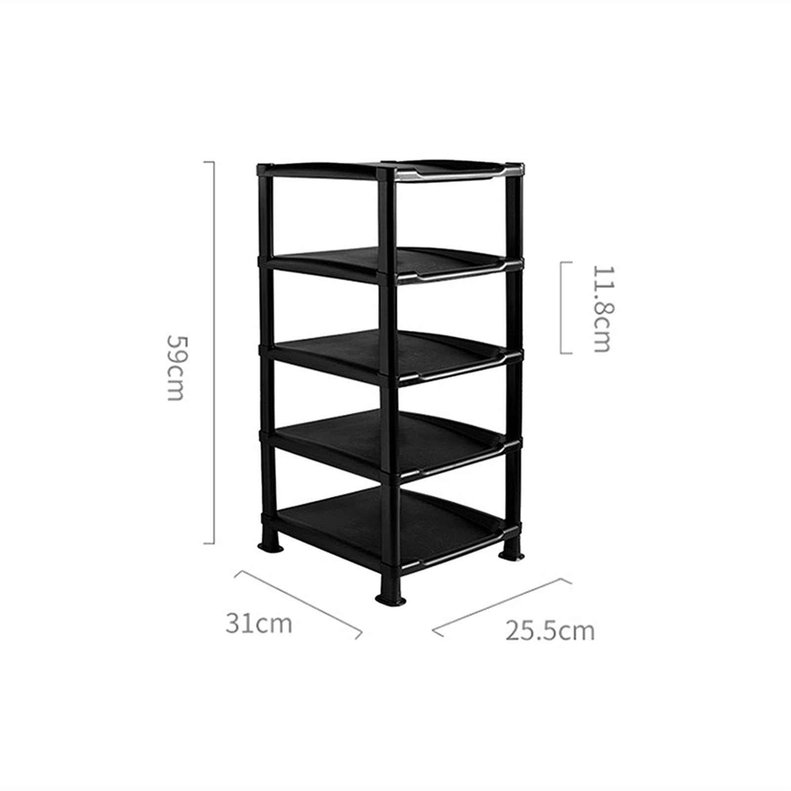 Stackable 5-Layer Shoe Cabinet - DIY Assembled Space-Saving Shoe Organizer Shelf for Home, Dorm & Closet Storage - Dustproof Shoe Rack (Black) | Perfect for Small Spaces & Entryway Organization