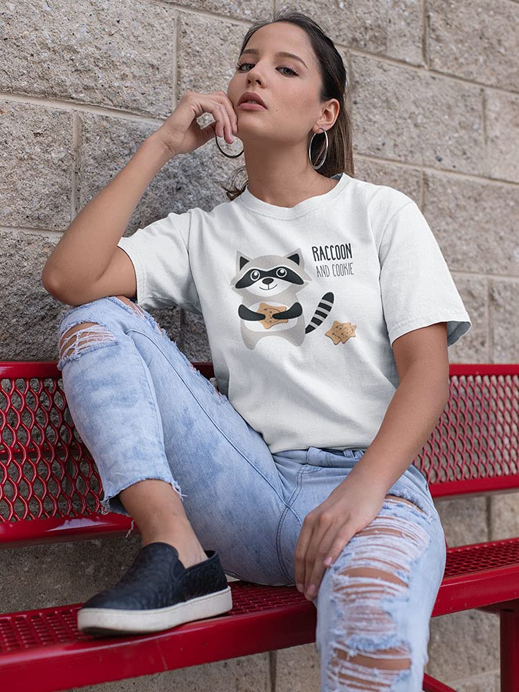 Smartprints Raccoon Cookie T-Shirt for Women - Casual Outfit