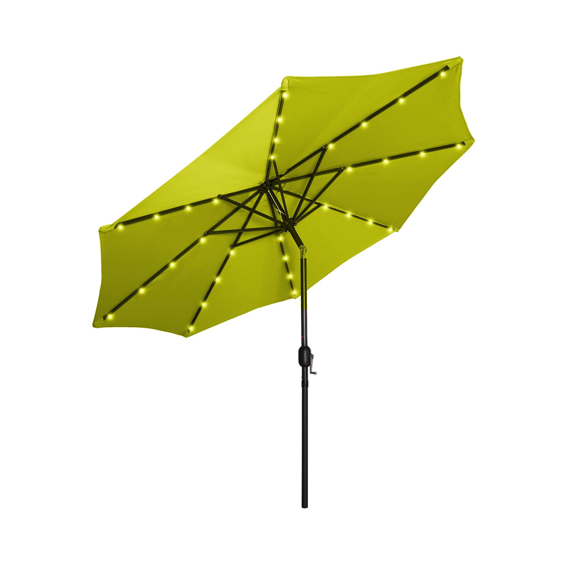 WestinTrends 9 Ft Outdoor Solar LED Patio Umbrella - Waterproof & Weather Resistant for Balcony, Garden, Porch, Deck - Perfect for Outdoor Dining, Poolside Lounging & Backyard Relaxation (Lime Green)