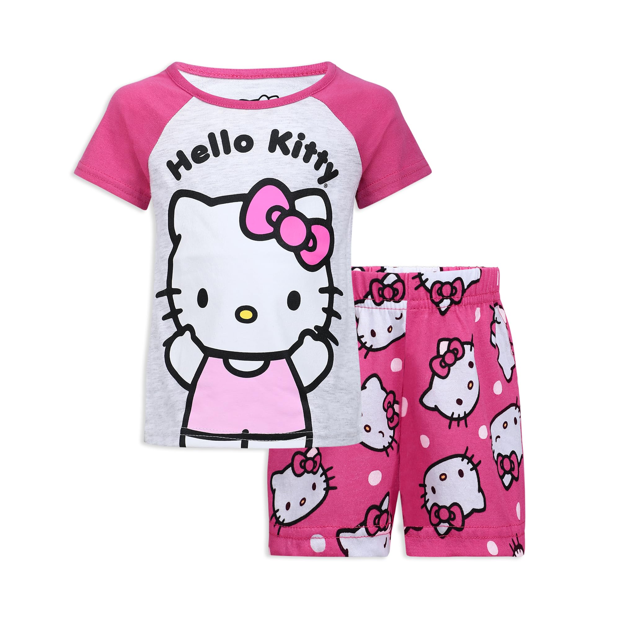 Hello Kitty Girls T-Shirt and Shorts Set - Cute Pink Outfit for Infant, Toddler & Kids (1-8 Years) - Perfect for Playdates, Birthday Parties & Summer Activities