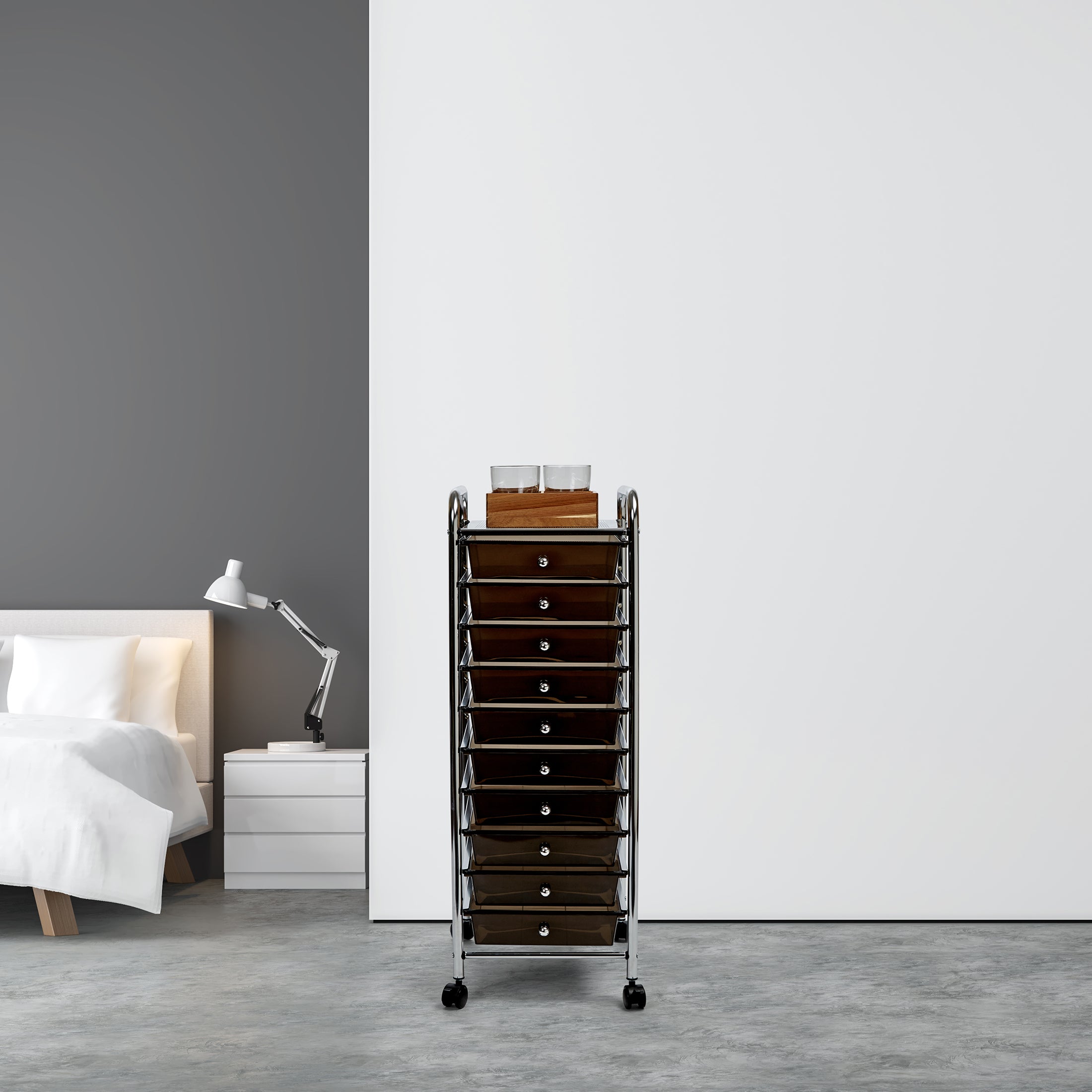 10-Drawer Rolling Organizer Cart - Portable Storage Solution for Home, Office & Craft Room - Perfect for Organizing Makeup, Office Supplies & DIY Crafts