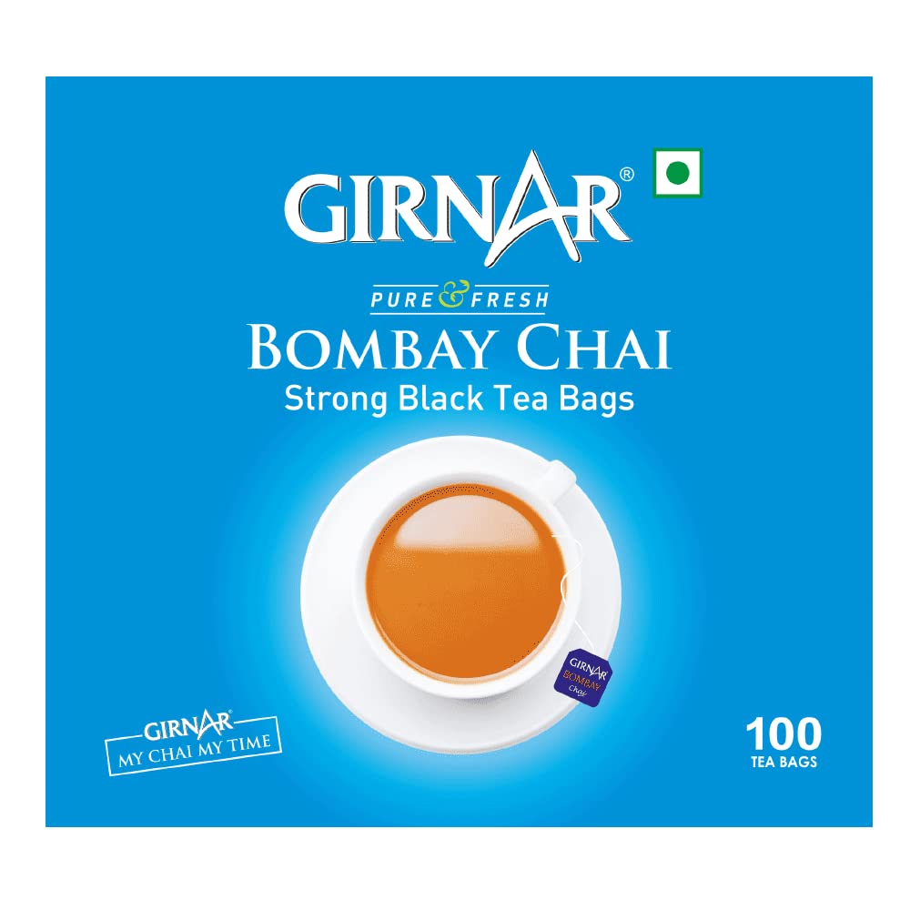 Premium Girnar Bombay Chai Tea Bags (100 Count) - Authentic Indian Masala Chai for Home, Office & Relaxation