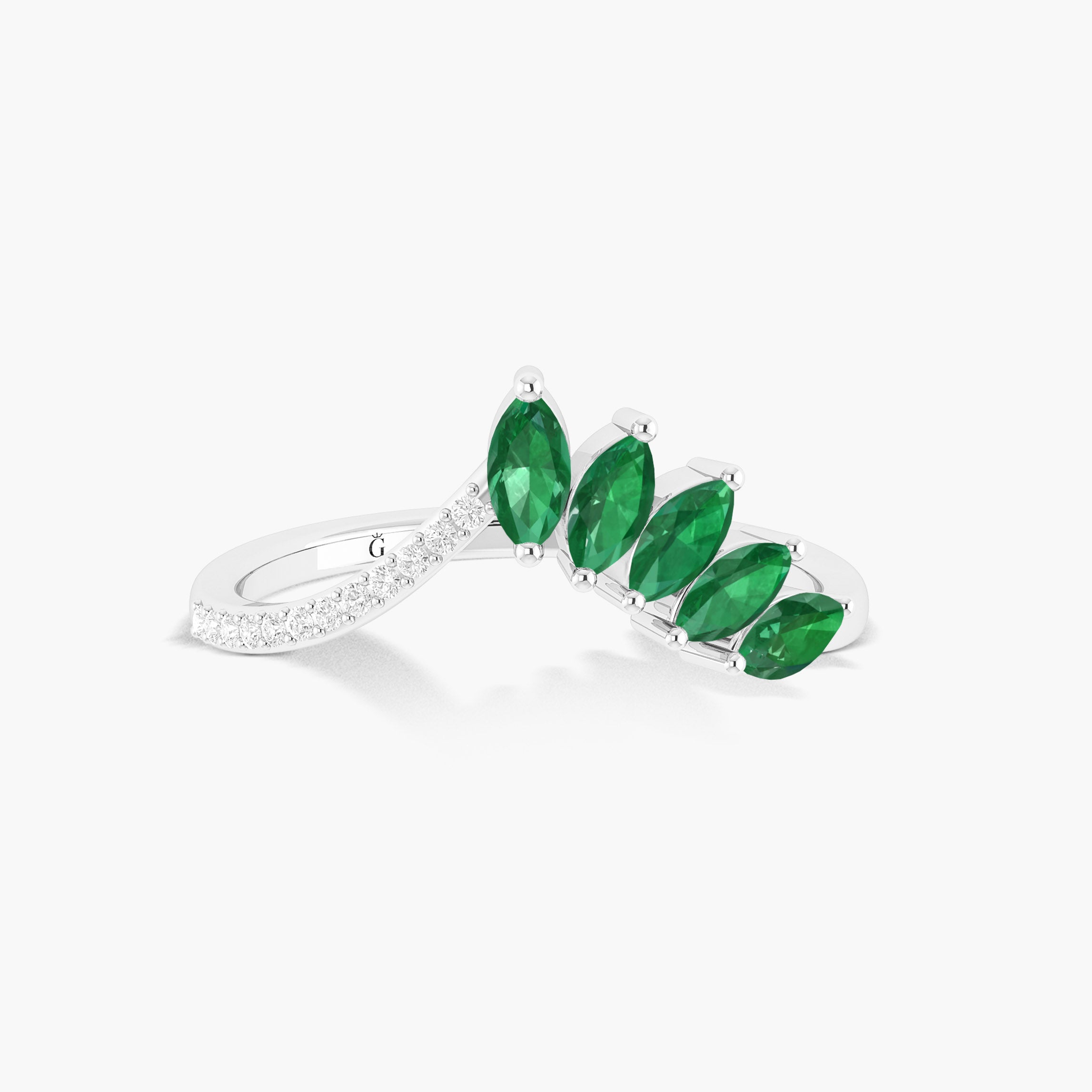 4 Marquise Cut Emerald 18K Gold Vermeil or Sterling Silver Ring - Elegant Jewelry for Weddings, Anniversaries & Special Occasions