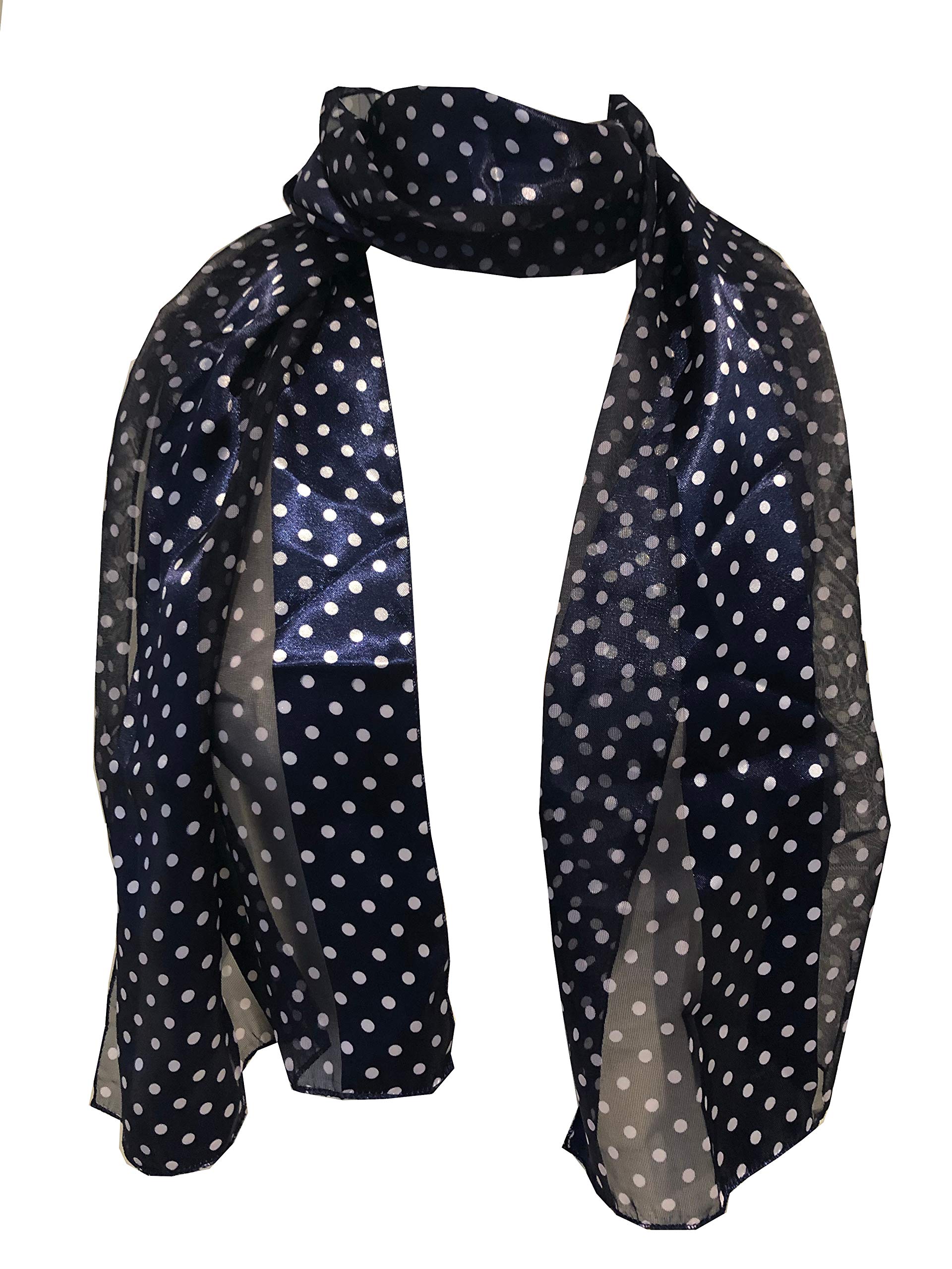 Elegant Navy & White Polka Dot Thin Scarf for Women - Soft & Stylish Accessory for Outfits, Gifts, and Everyday Wear
