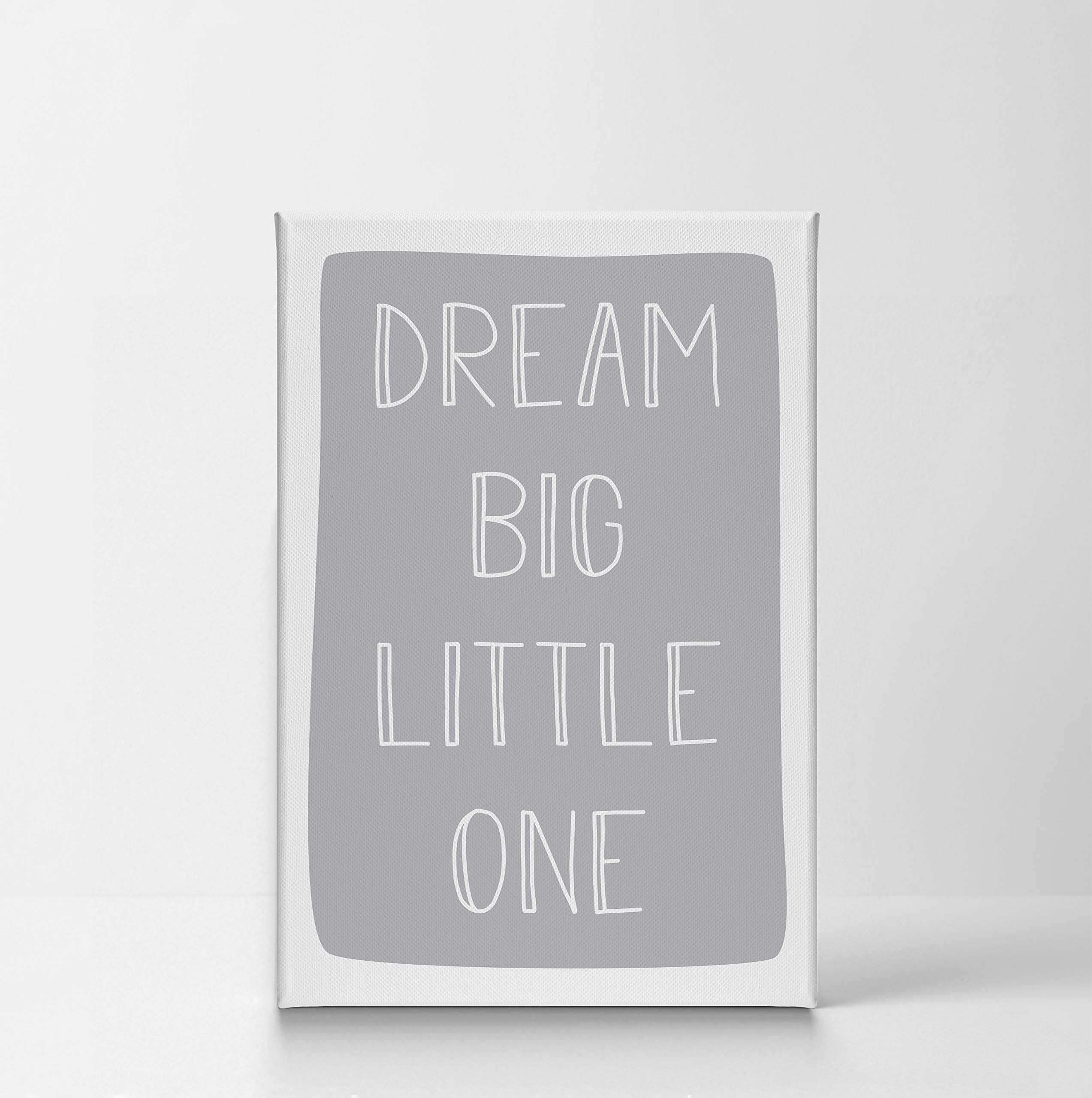 Dream Big Little One Lettering Blue Background Canvas Print - 40x30 - Nursery Wall Art, Kids Room Decor, Baby Room Decor - Made in USA - Perfect for Nursery, Bedroom, Playroom & Gift Ideas