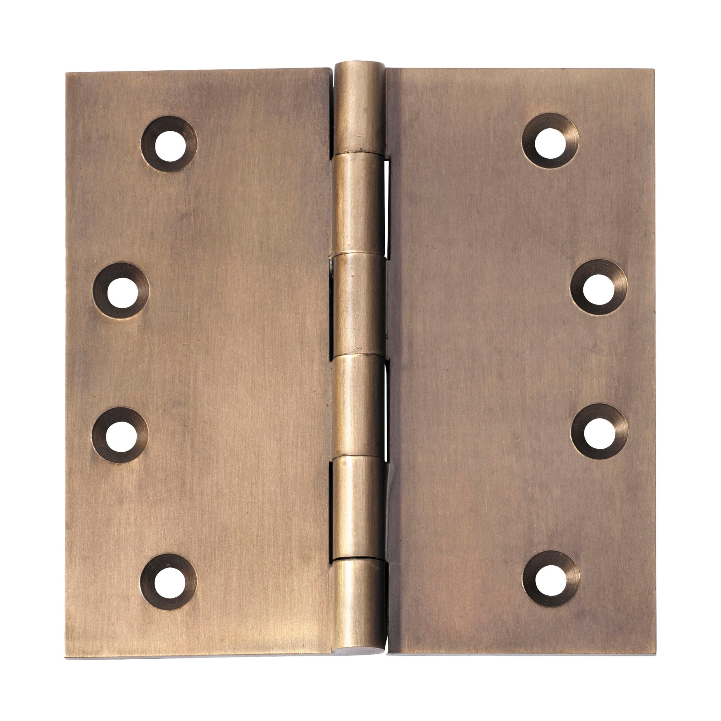 2374 Antique Brass Hinge with Fixed Pin - 100mm x 100mm (H x W) - Perfect for Cabinet Doors, Furniture Restoration & Vintage DIY Projects