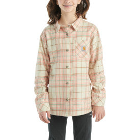 Youth Girls Long Sleeve Flannel Button Down Shirt - Soft Plaid Pattern for School & Outdoor Activities - Comfortable Casual Wear for Teens & Preteens
