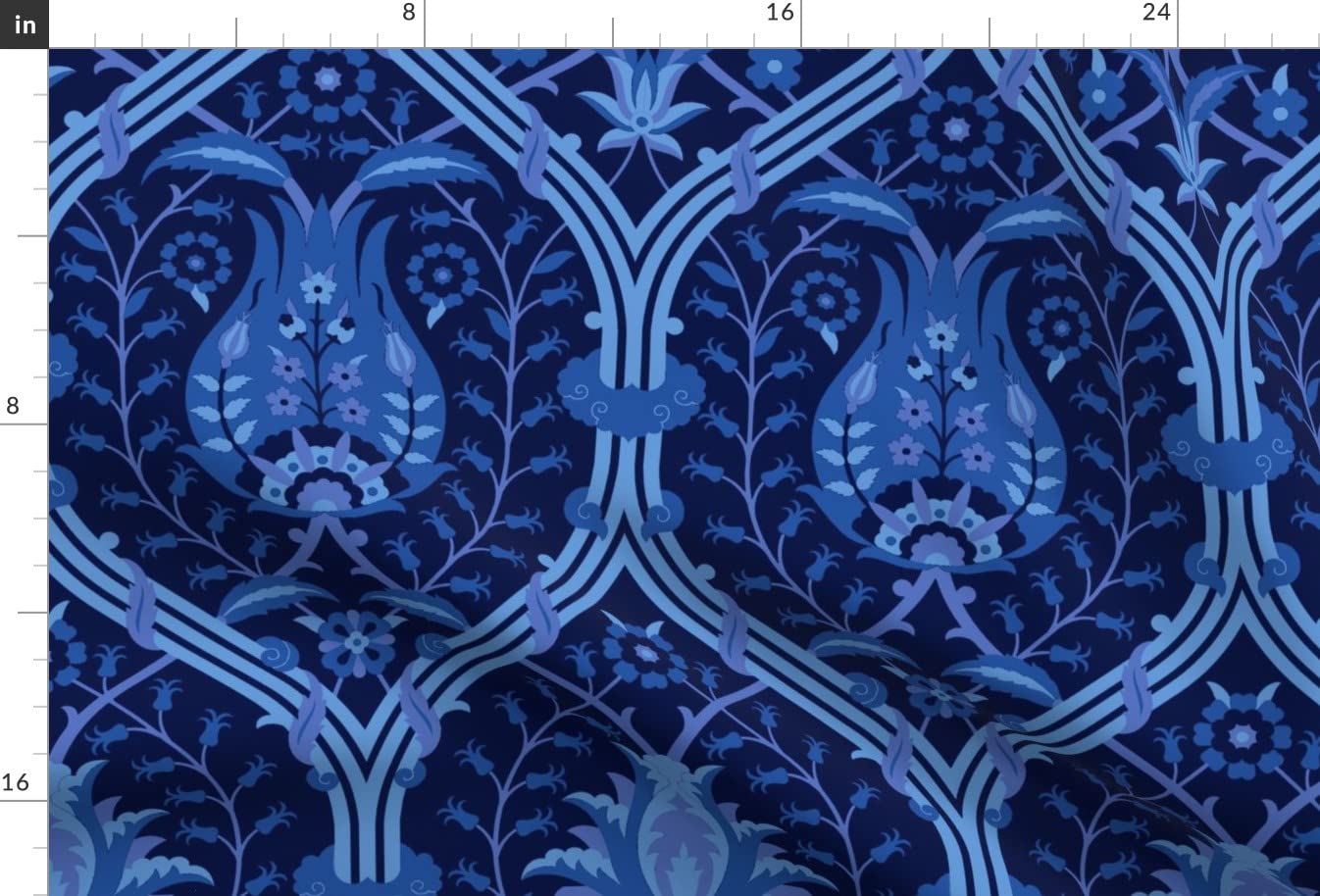 Floral Vines Blue Ogee Printed Minky Fabric by The Yard - Soft Plush Material for Sewing Baby Blankets, Quilt Backing & DIY Projects - Perfect for Nursery Decor, Home Crafts & Gift Making