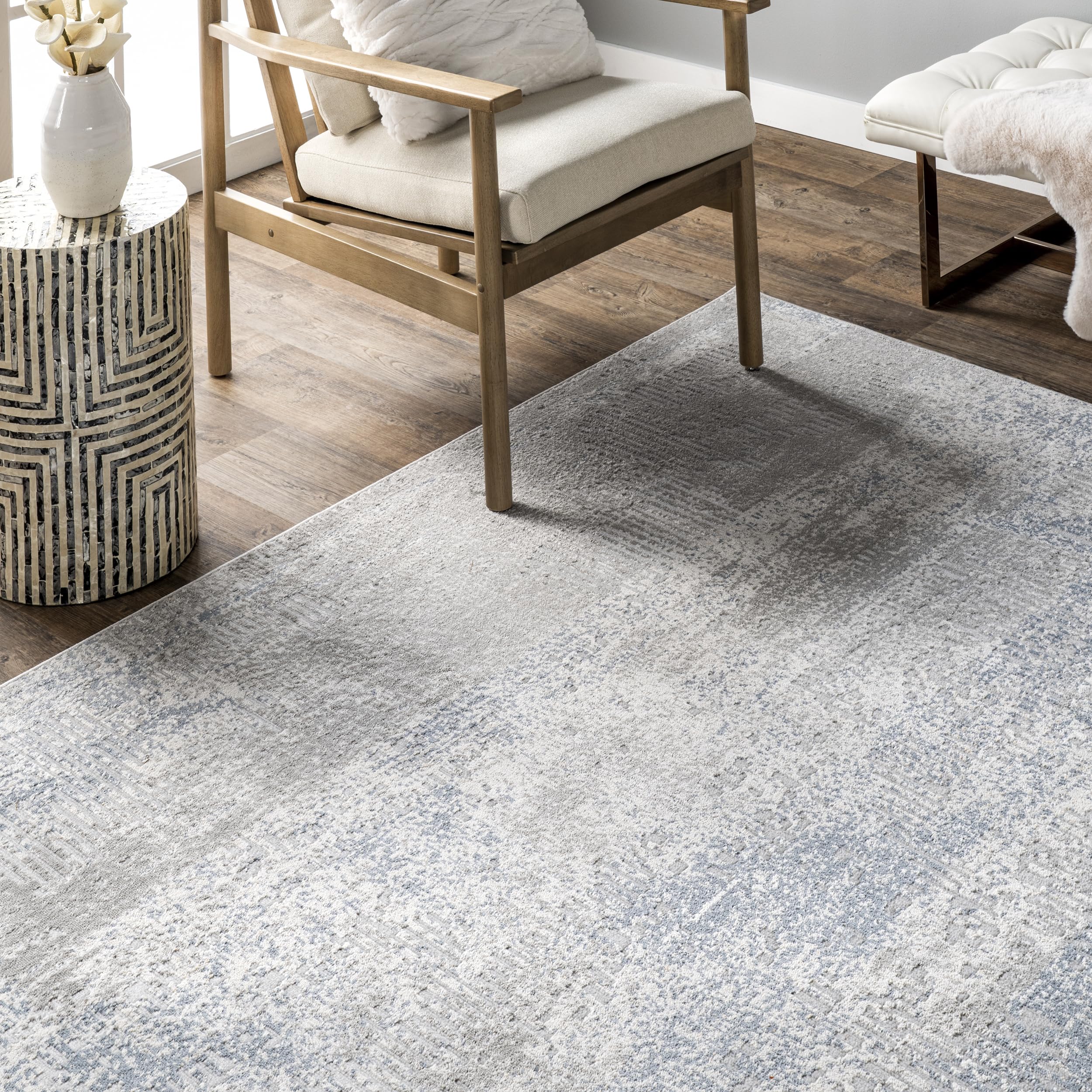 nuLOOM Alice Abstract 2x9 Runner Rug - Non-Slip Blue Ivory Bohemian Carpet for Living Room, Bedroom, Hallway & Kitchen - Perfect for Entryways, Dining Areas & High Traffic Spaces