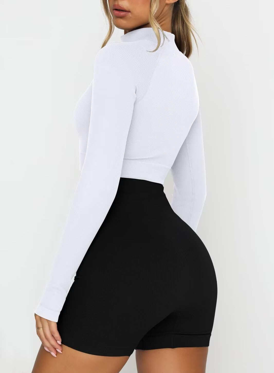 LEEDYA Women's Cropped Ribbed Half Zip Pullover Sweatshirt - Long Sleeve Workout Shirt for Yoga, Running & Athletic Wear - Gym, Lounge & Casual Outfit Essential