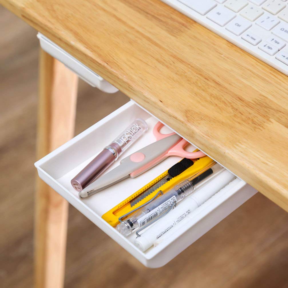 2-Pack Under Desk Storage Drawers - Cabilock Office Organizer for Stationery, Files & Supplies | Perfect for Home Office, Study Desk & Workspace Organization