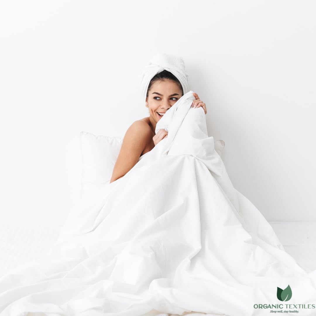 Organic Cotton Bed Sheets Set - Twin XL Size, White - 350 Thread Count, GOTS Certified, Breathable & Comfortable, Luxurious Soft Feel - Perfect for Bedroom, Dorm, Guest Room - All Season Use, Machine Washable