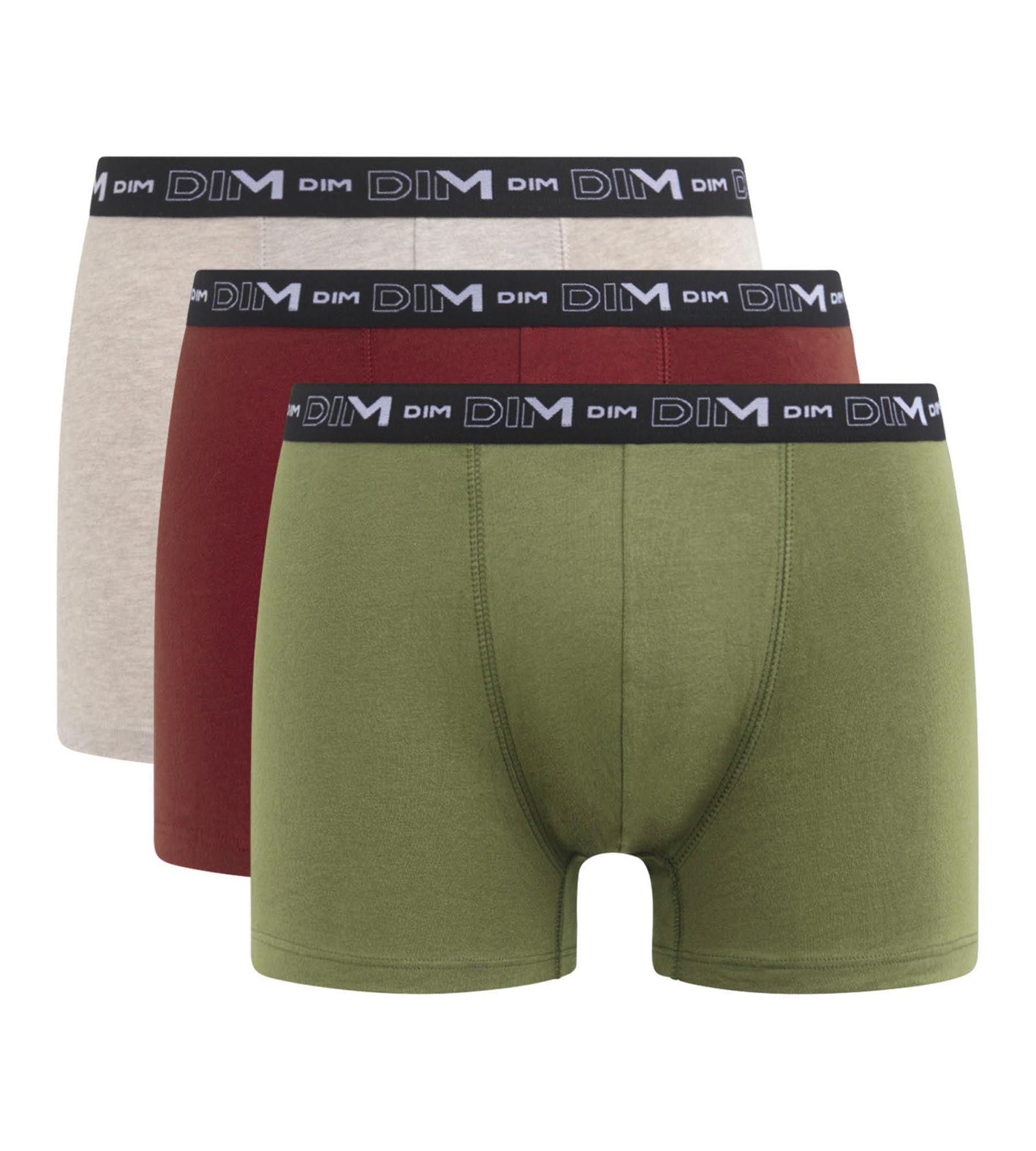 3 Pack Men's Boxer Briefs - Soft Cotton Stretch Underwear in Cream, Red & Khaki for Everyday Comfort & Active Lifestyles