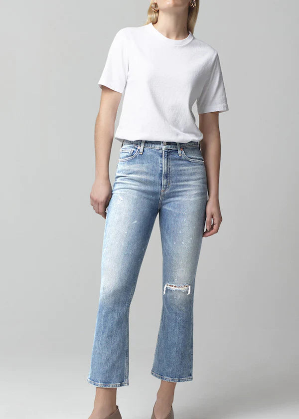 Demy Cropped Flare Jeans for Women - High Waisted Stargazer Denim Pants | Perfect for Casual Outfits, Date Nights & Boho Style